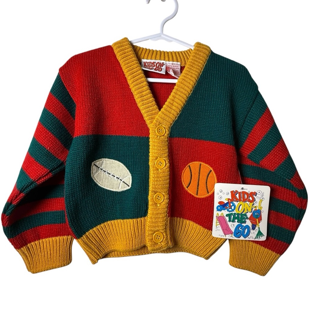 Kids On The Go - Vintage Striped Sports Cardigan Sweater